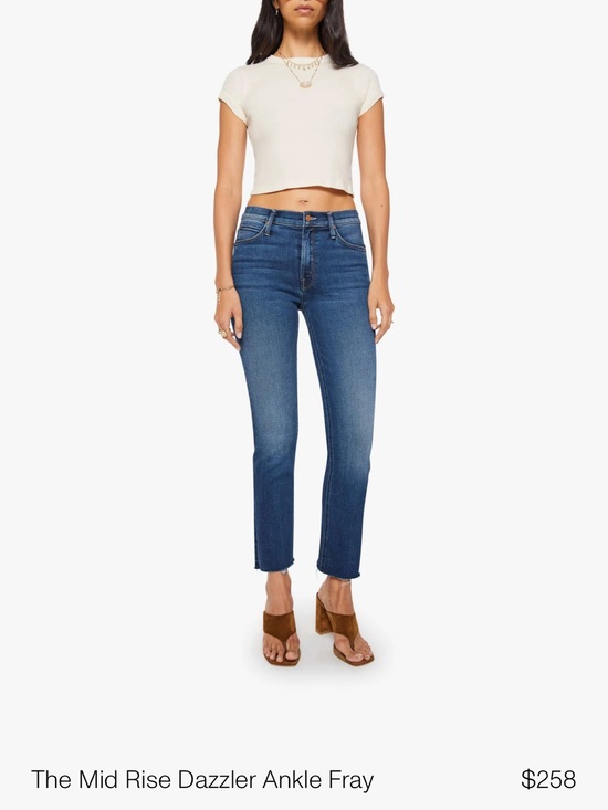 MOTHER Denim - MOTHER Mid Rise Dazzler Ankle Fray Jeans - Blue